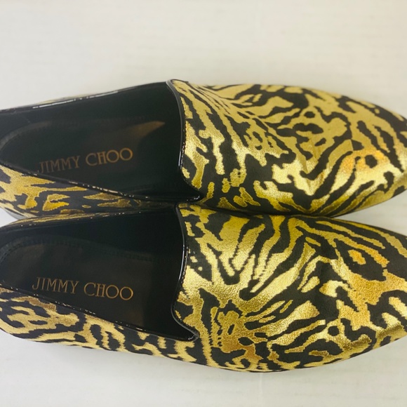 JIMMY CHOO GOLD & BLACK LOAFER SIZE 10 main image 5